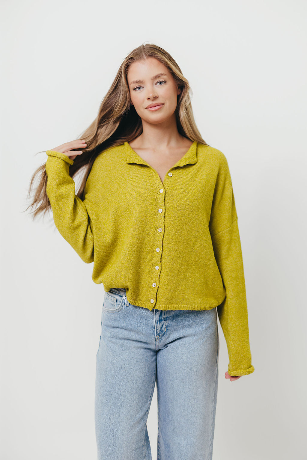 Piper Cardigan in Dijon Yellow