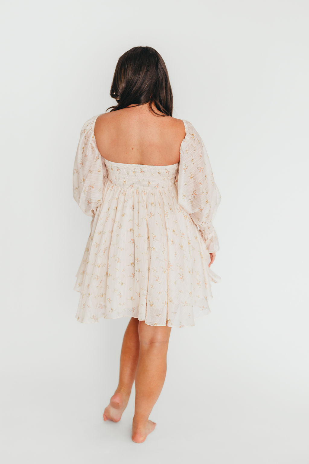 Kennedy Floral Mini Dress in Cream- Bump Friendly