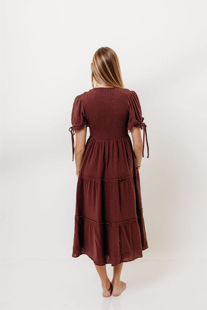 Trisha Cotton Midi Dress in Saddlewood