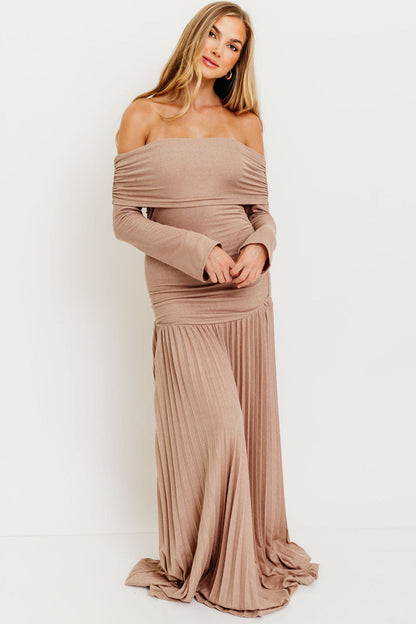 Lennox Long Sleeve Maxi Dress in Taupe