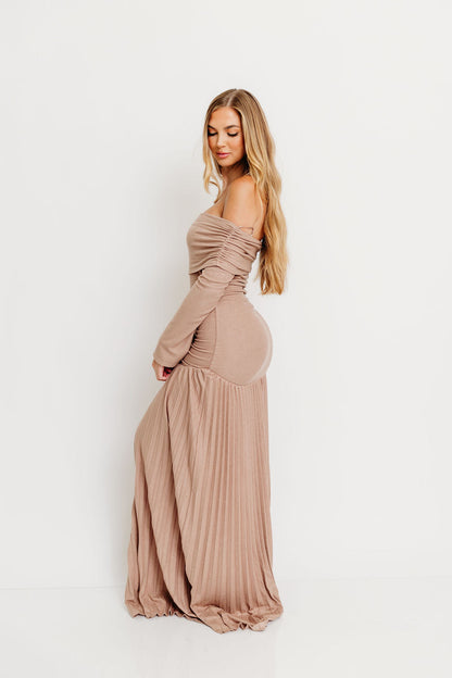 Lennox Long Sleeve Maxi Dress in Taupe