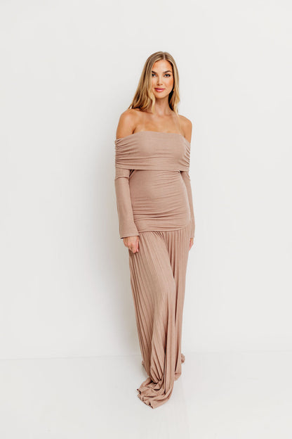 Lennox Long Sleeve Maxi Dress in Taupe