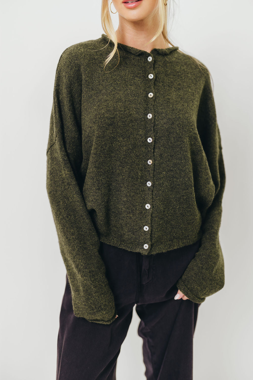 Piper Cardigan Top in Hunter Green