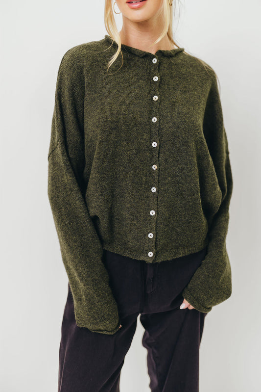 Piper Cardigan Top in Hunter Green