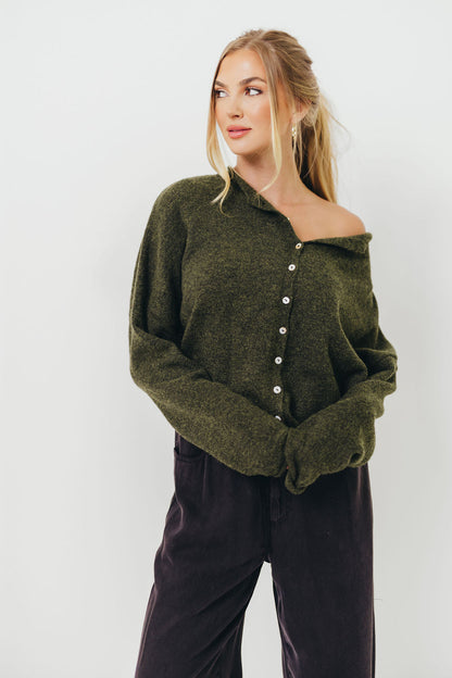 Piper Cardigan Top in Hunter Green