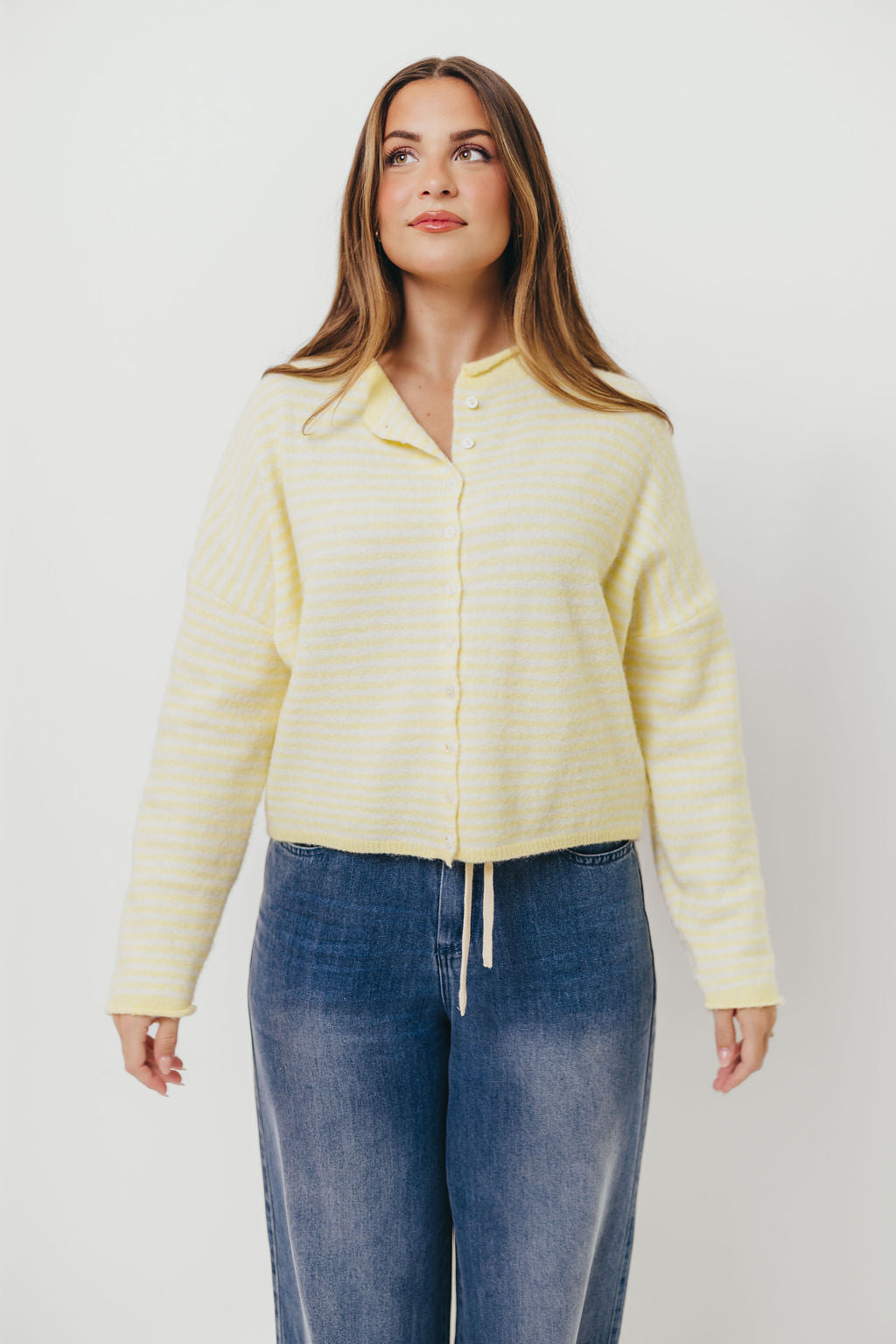 Piper Mini Stripes Cardigan in Butter