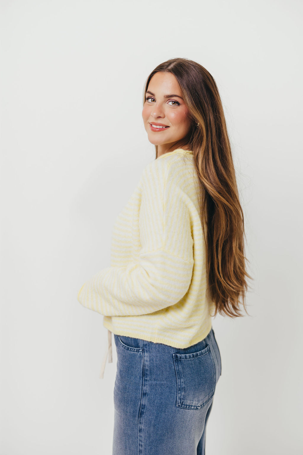 Piper Mini Stripes Cardigan in Butter