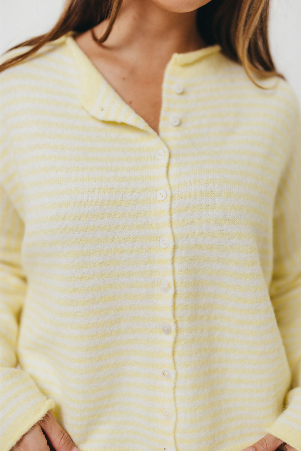 Piper Mini Stripes Cardigan in Butter