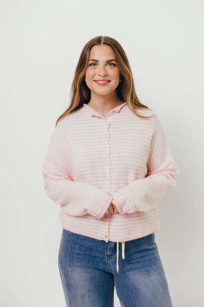 Piper Mini Stripes Cardigan in Pink