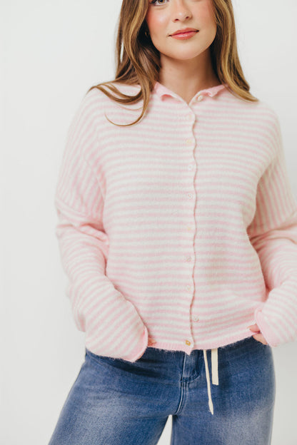 Piper Mini Stripes Cardigan in Pink
