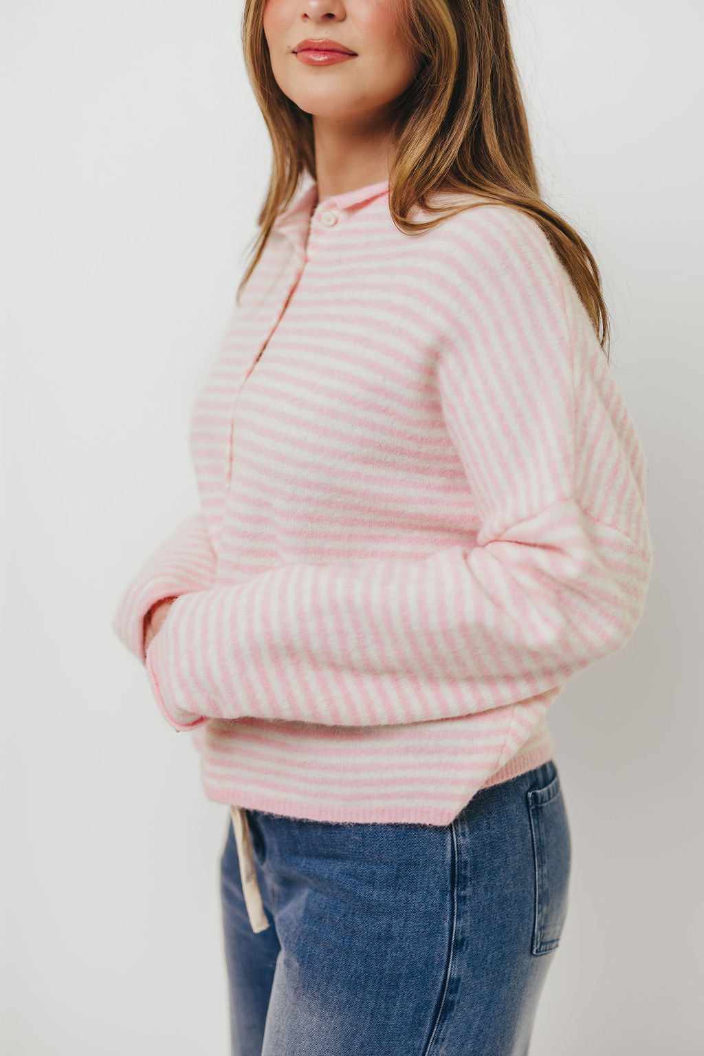 Piper Mini Stripes Cardigan in Pink