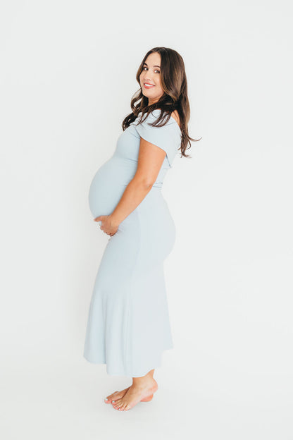 Monroe Maxi Dress in Blue - Bump Friendly