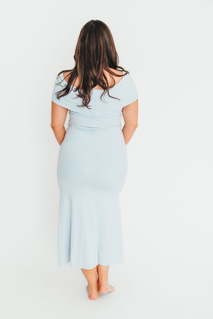Monroe Maxi Dress in Blue - Bump Friendly