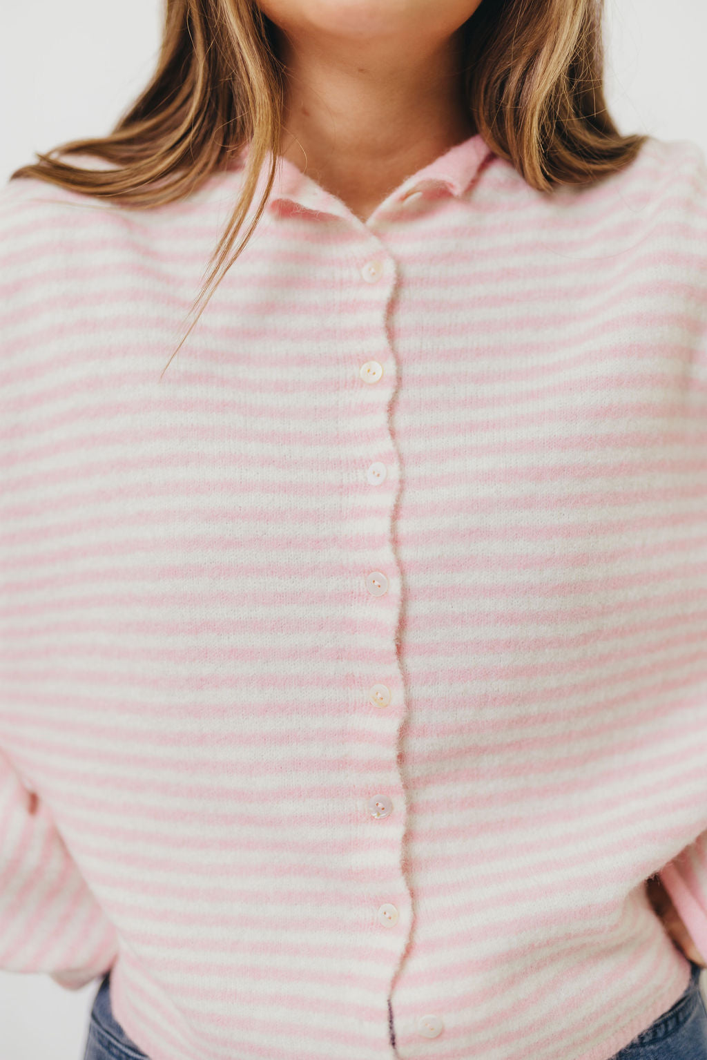Piper Mini Stripes Cardigan in Pink
