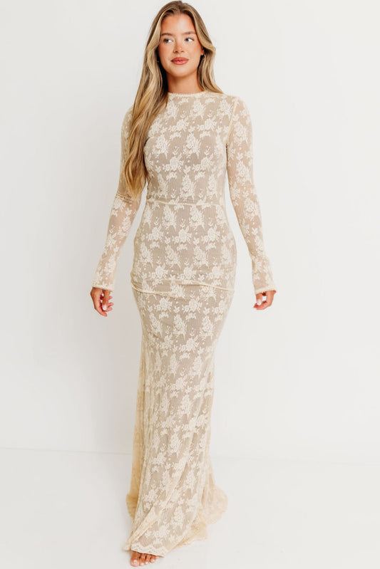 Seraphine Lace Maxi Dress in Cream - Inclusive Sizing & Bump Friendly (Size Up for Bump)