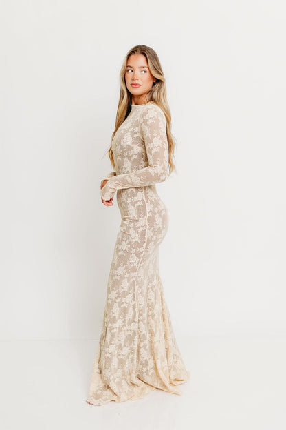 Seraphine Lace Maxi Dress in Cream - Inclusive Sizing & Bump Friendly (Size Up for Bump)