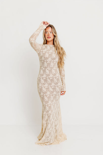 Seraphine Lace Maxi Dress in Cream - Inclusive Sizing & Bump Friendly (Size Up for Bump)