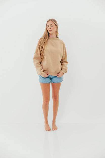 Scout Wide Neck Fleece Sweatshirt in Tan
