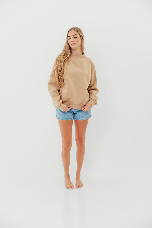 Scout Wide Neck Fleece Sweatshirt in Tan