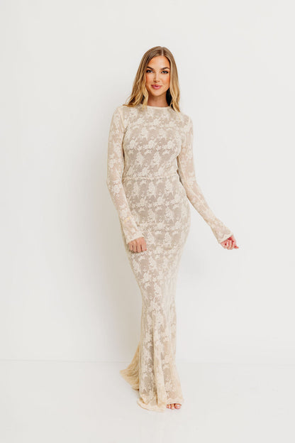Seraphine Lace Maxi Dress in Cream - Inclusive Sizing & Bump Friendly (Size Up for Bump)