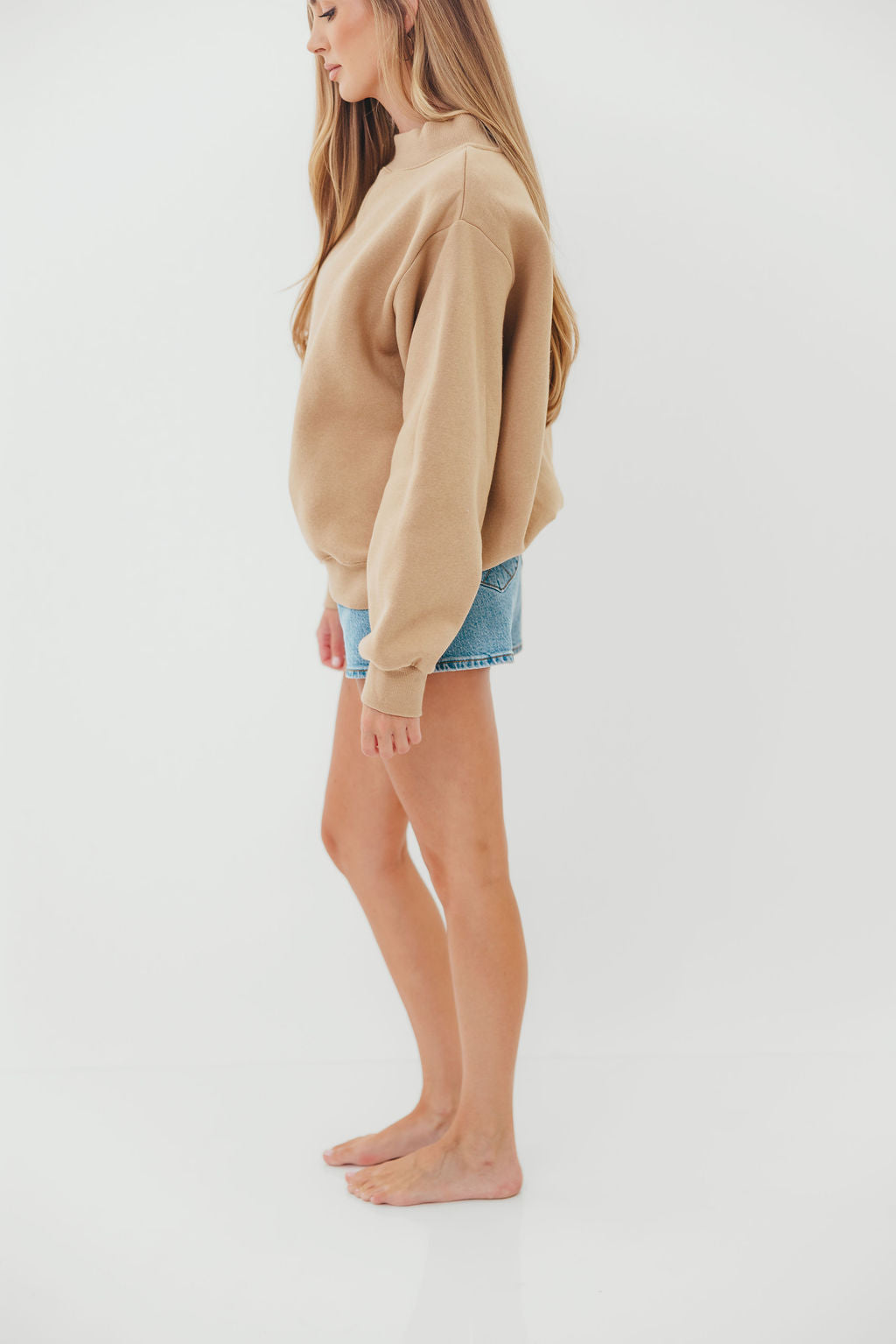 Scout Wide Neck Fleece Sweatshirt in Tan