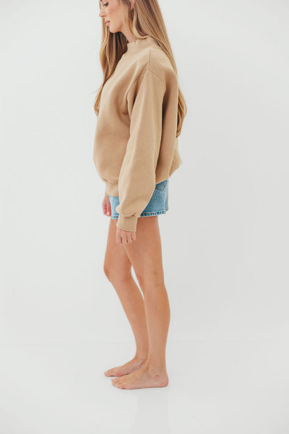 Scout Wide Neck Fleece Sweatshirt in Tan