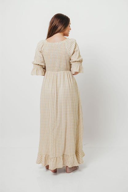 Sienna 100% Cotton Puff Sleeve Maxi Dress in Natural - Bump Friendly