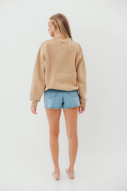 Scout Wide Neck Fleece Sweatshirt in Tan