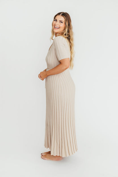Oakley Ribbed Maxi Dress in Dusty Taupe - Bump Friendly