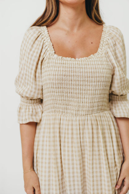 Sienna 100% Cotton Puff Sleeve Maxi Dress in Natural - Bump Friendly