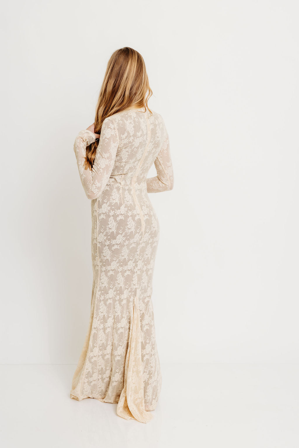 Seraphine Lace Maxi Dress in Cream - Inclusive Sizing & Bump Friendly (Size Up for Bump)