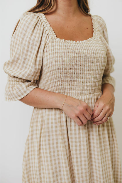 Sienna 100% Cotton Puff Sleeve Maxi Dress in Natural - Bump Friendly