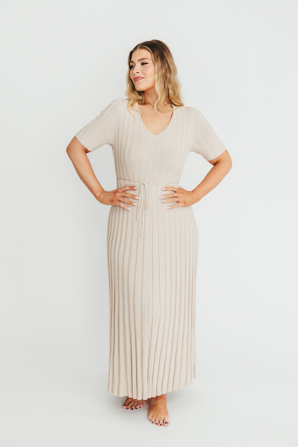 Oakley Ribbed Maxi Dress in Dusty Taupe - Bump Friendly