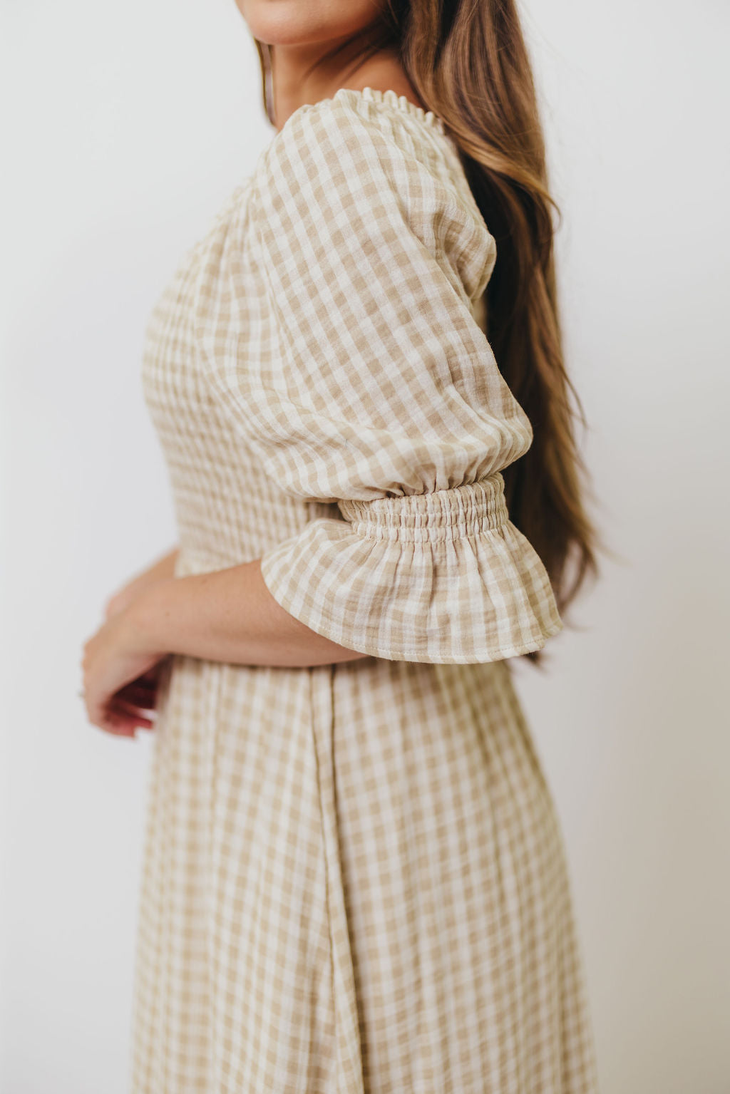 Sienna 100% Cotton Puff Sleeve Maxi Dress in Natural - Bump Friendly