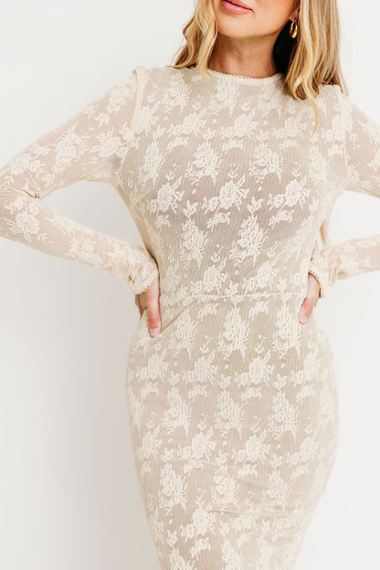 Seraphine Lace Maxi Dress in Cream - Inclusive Sizing & Bump Friendly (Size Up for Bump)
