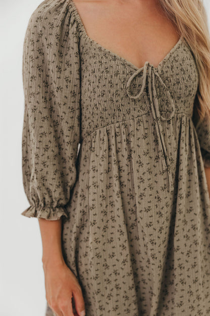 Cecilia 100% Cotton Smocked Maxi Dress in Olive Foliage - Bump Friendly *9/26 PRE-ORDER*