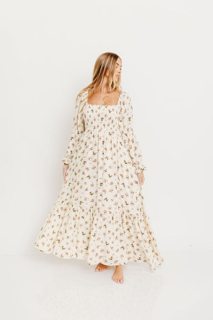 Emerson Maxi Dress with Long Sleeves in Ivory