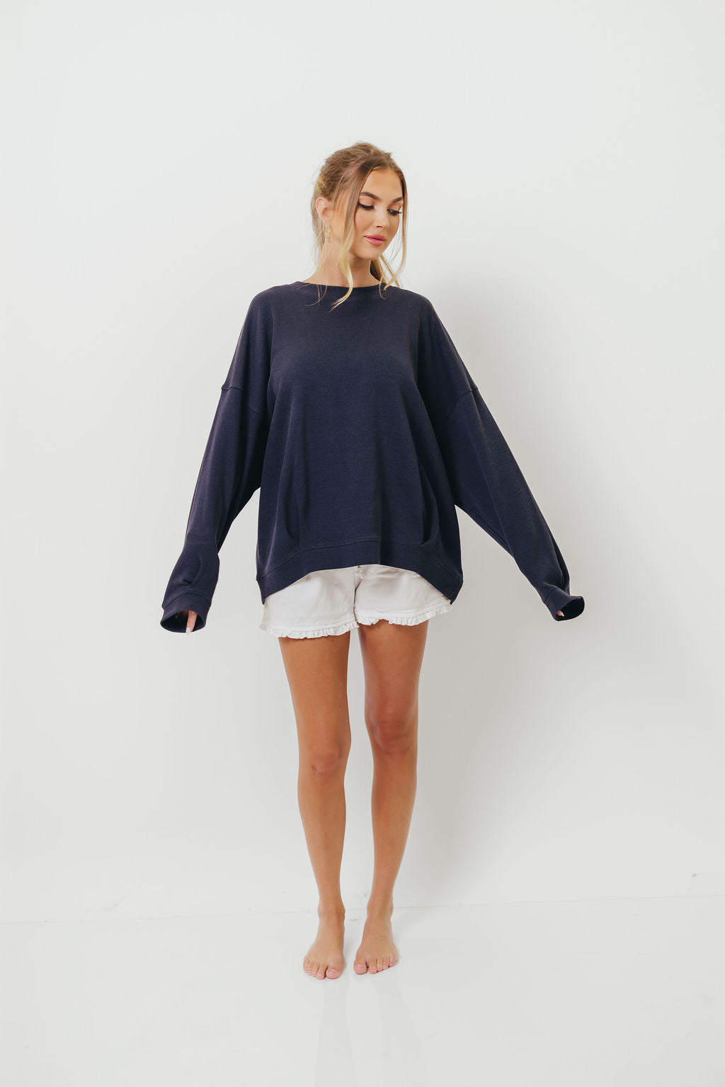 Around Town Crew Pullover in Dark Navy