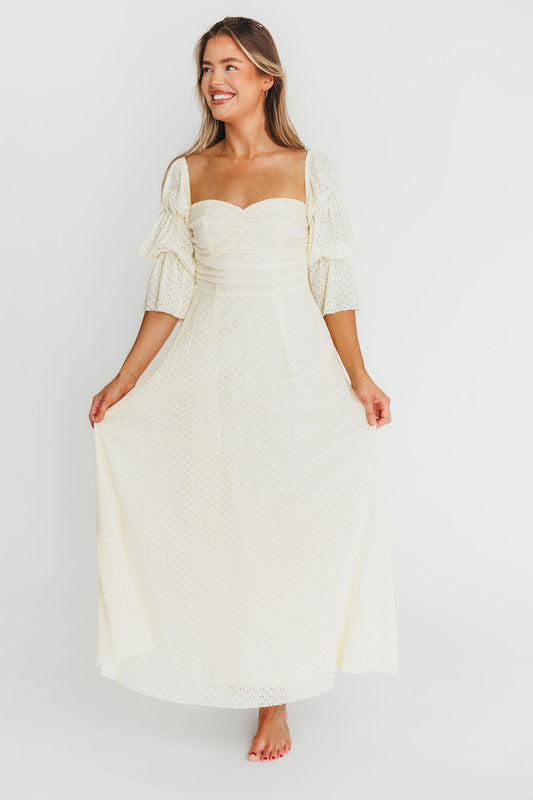 Corrine Tiered Sleeve Maxi Dress with Pockets in Butter Yellow - Bump Friendly