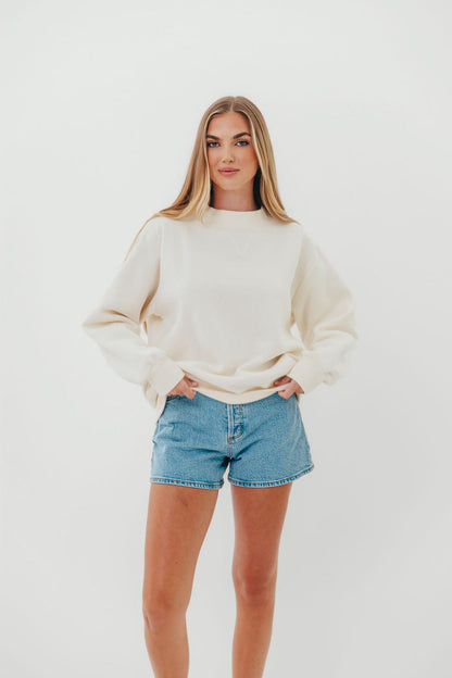 Scout Wide Neck Fleece Sweatshirt in Cream