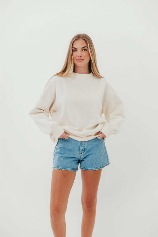Scout Wide Neck Fleece Sweatshirt in Cream