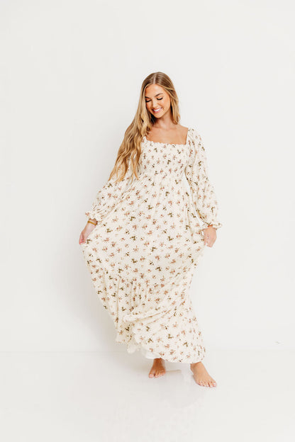 Emerson Maxi Dress with Long Sleeves in Ivory