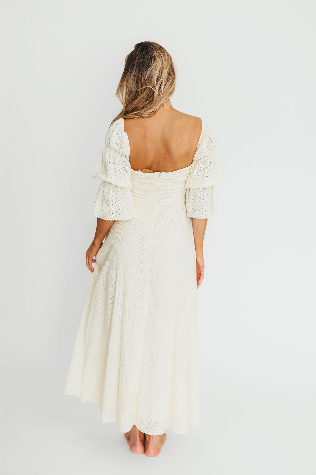 Corrine Tiered Sleeve Maxi Dress with Pockets in Butter Yellow - Bump Friendly