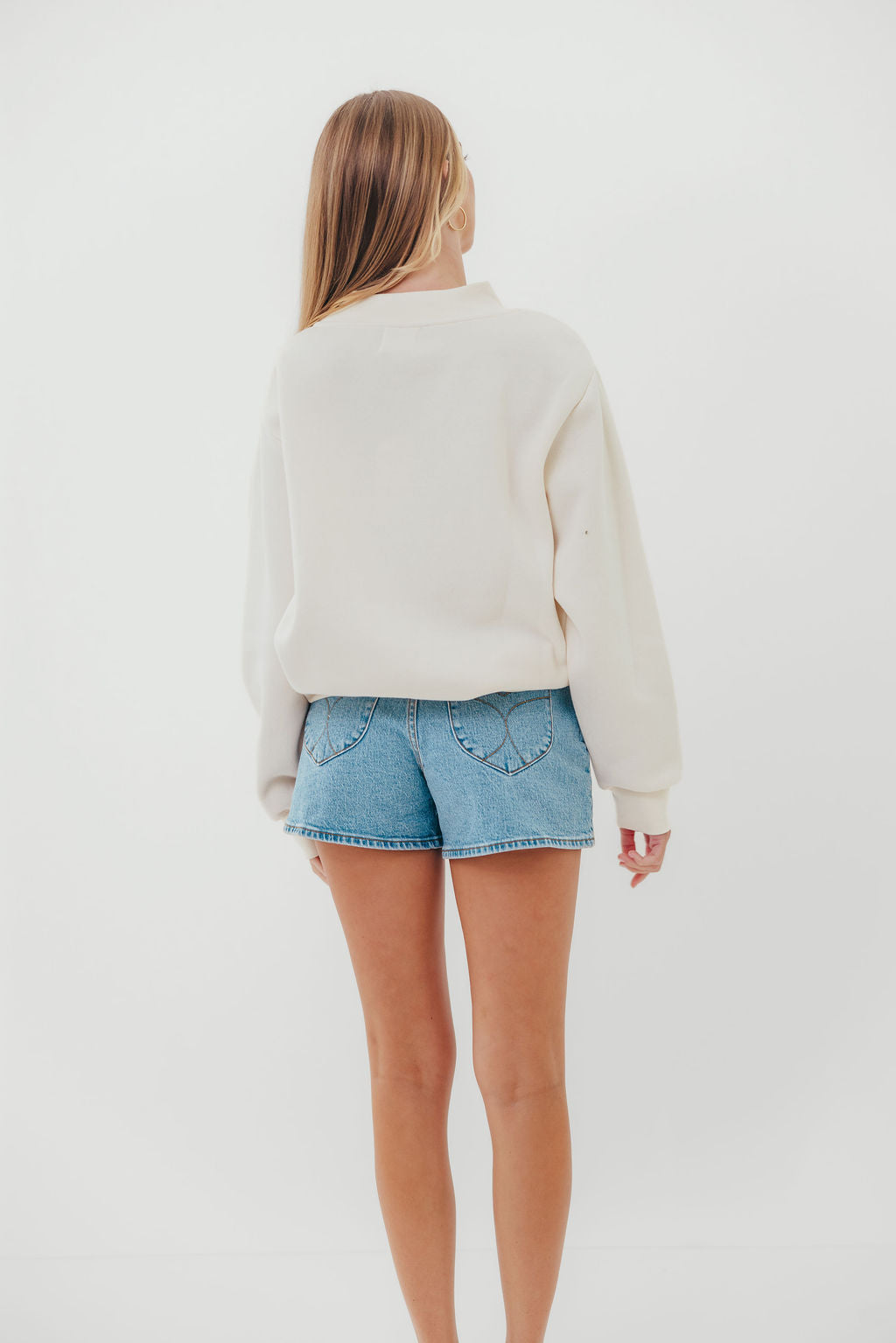 Scout Wide Neck Fleece Sweatshirt in Cream