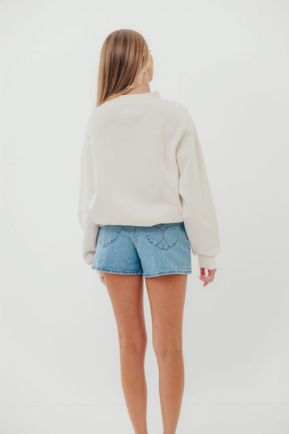 Scout Wide Neck Fleece Sweatshirt in Cream