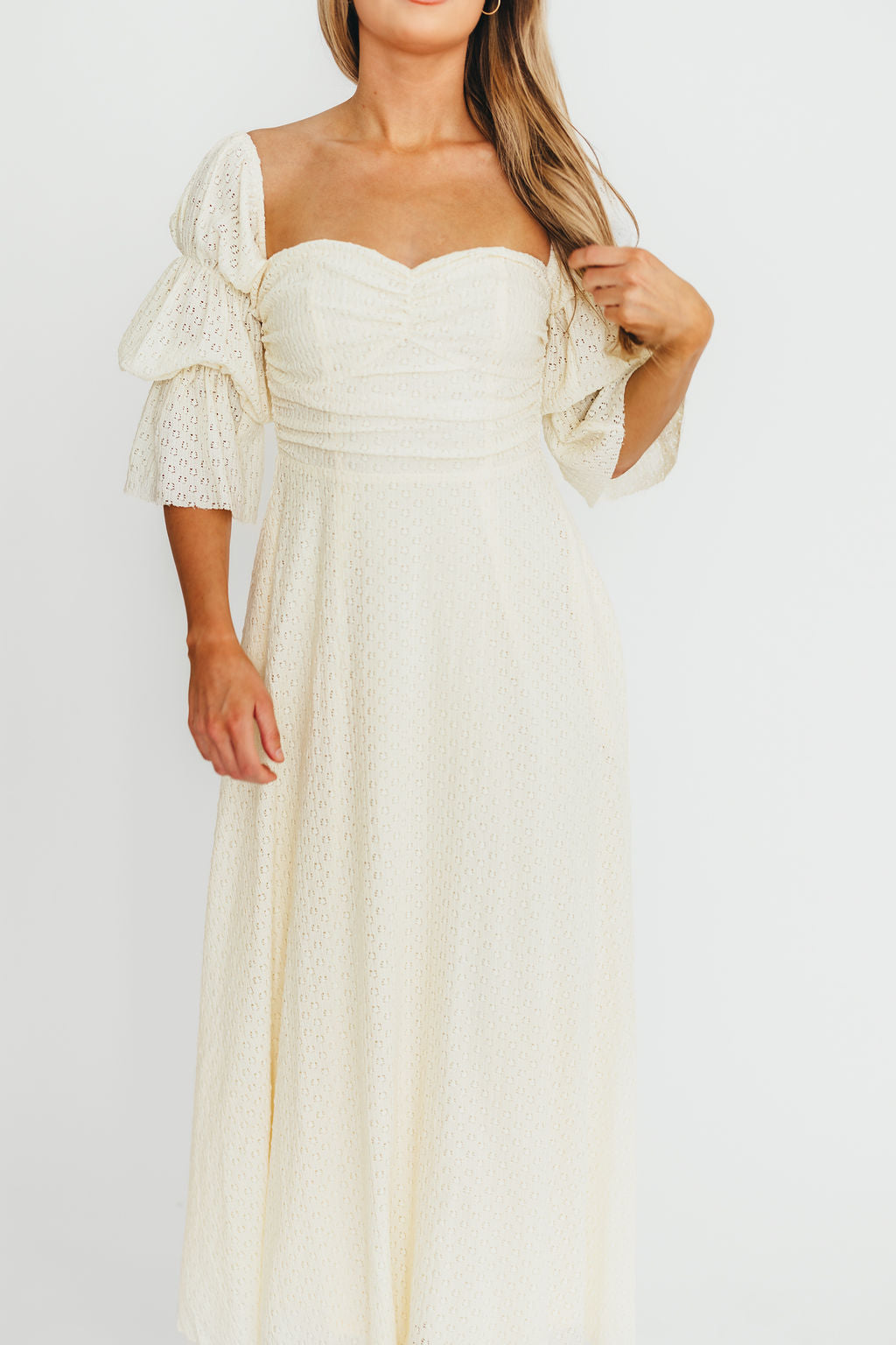 Corrine Tiered Sleeve Maxi Dress with Pockets in Butter Yellow - Bump Friendly