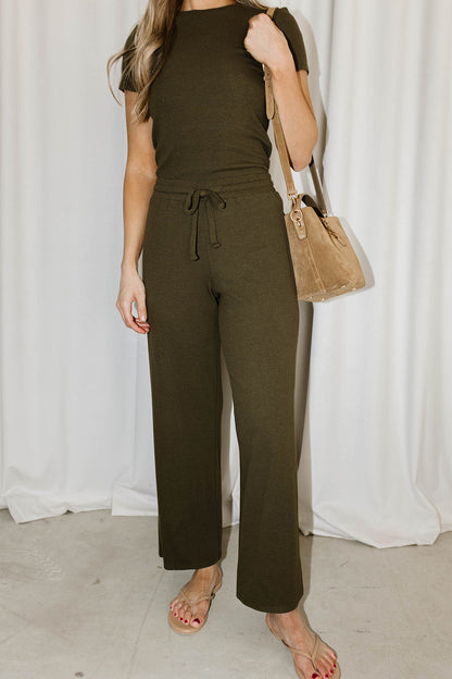 The Muse Knit Top & Pants Set in Olive