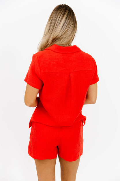 NeNe Linen Two Piece Set in Poppy