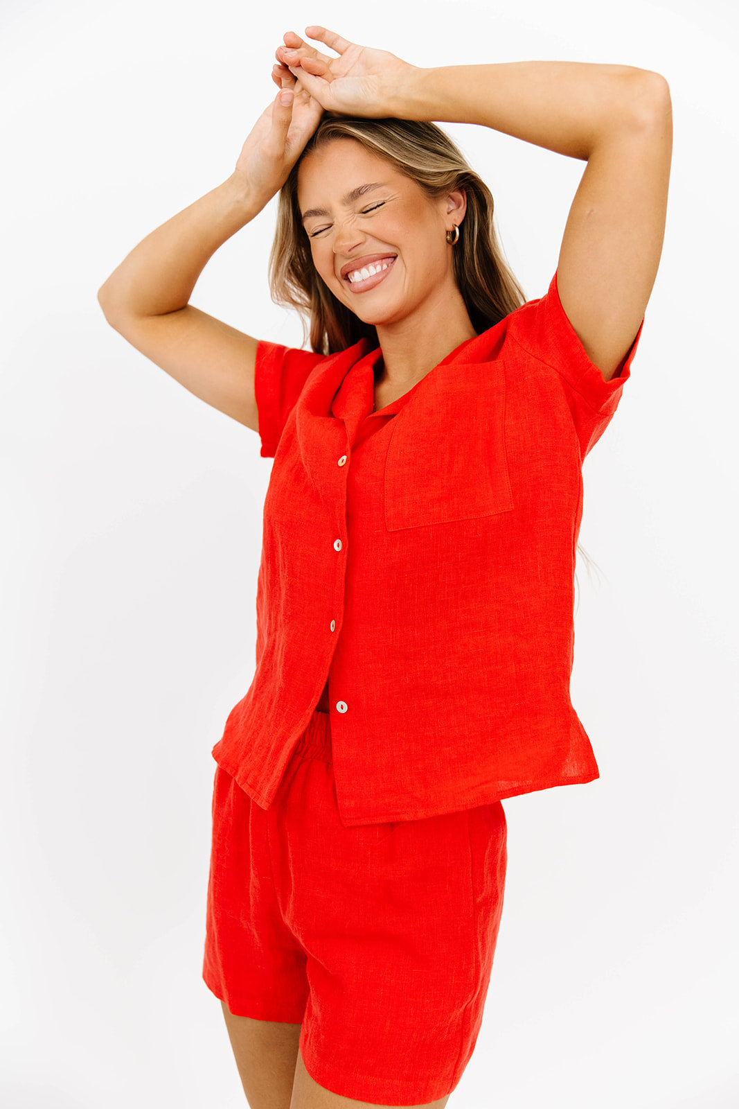 NeNe Linen Two Piece Set in Poppy