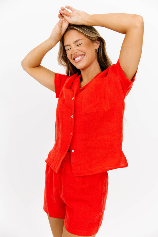 NeNe Linen Two Piece Set in Poppy